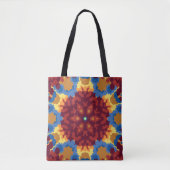 Retro Mandala Rood Blauw en Geel Tote Bag (Voorkant)