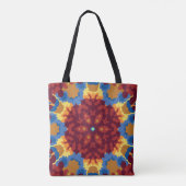 Retro Mandala Rood Blauw en Geel Tote Bag (Achterkant)