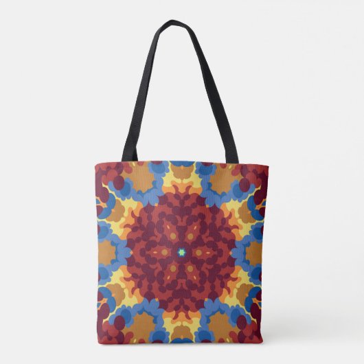 Retro Mandala Rood Blauw en Geel Tote Bag (Achterkant)