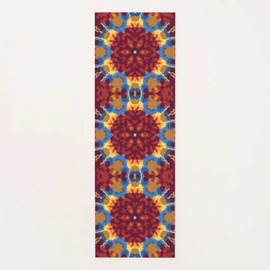 Retro Mandala Rood Blauw en Geel Yogamat (Voorkant)
