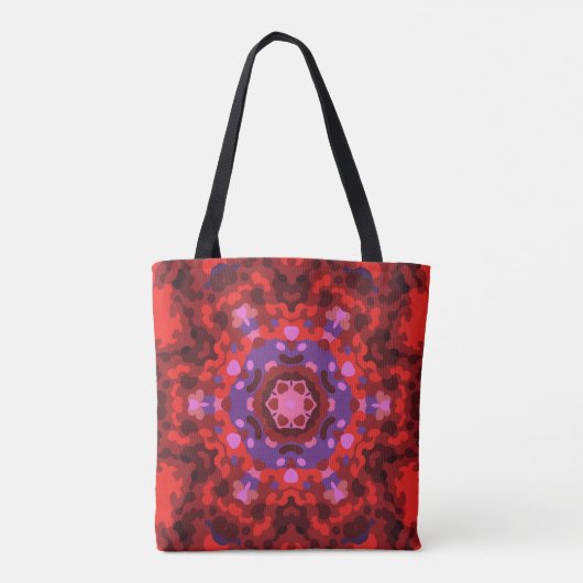 Retro Mandala rood en Paarse Tote Bag (Achterkant)