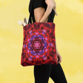 Retro Mandala rood en Paarse Tote Bag