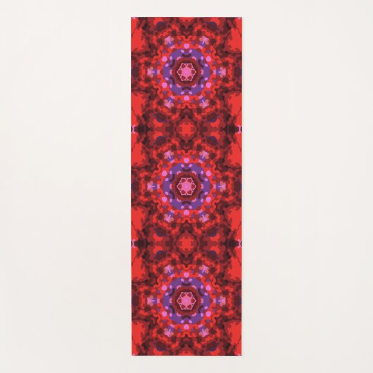 Retro Mandala rood en Paarse Yogamat (Voorkant)