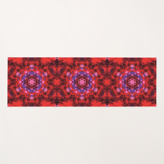 Retro Mandala rood en Paarse Yogamat (Voorkant (horizontaal))