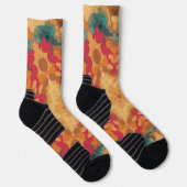 Retro Mandala rood geel en blauw Sokken (Rechts)