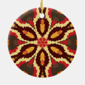 Retro Mandala rood Sinaasappel en bruin Keramisch Ornament (Achterkant)