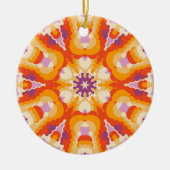 Retro Mandala Rood Sinaasappel Paarse en Geel Keramisch Ornament (Voorkant)