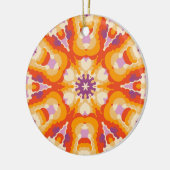 Retro Mandala Rood Sinaasappel Paarse en Geel Keramisch Ornament (Links)
