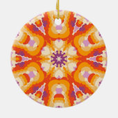 Retro Mandala Rood Sinaasappel Paarse en Geel Keramisch Ornament (Achterkant)