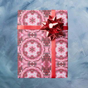 Retro Mandala Roze Rood en Wit Cadeaupapier