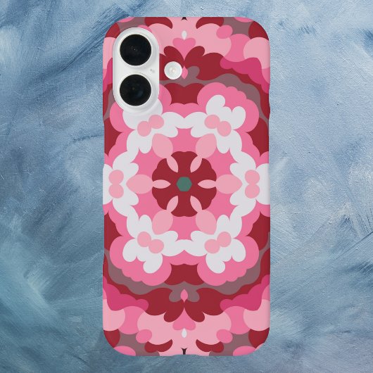 Retro Mandala Roze Rood en Wit Case-Mate iPhone Case