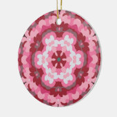 Retro Mandala Roze Rood en Wit Keramisch Ornament (Links)