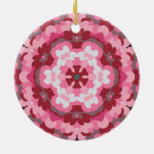Retro Mandala Roze Rood en Wit Keramisch Ornament (Achterkant)