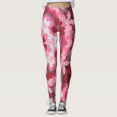 Retro Mandala Roze Rood en Wit Leggings (Voorkant)