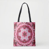 Retro Mandala Roze Rood en Wit Tote Bag (Voorkant)