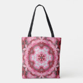 Retro Mandala Roze Rood en Wit Tote Bag (Achterkant)