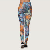 Retro Mandala Sinaasappel blauw en geel Leggings (Achterkant)