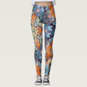 Retro Mandala Sinaasappel blauw en geel Leggings (Voorkant)