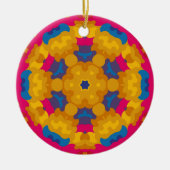 Retro Mandala Sinaasappel blauw en roze Keramisch Ornament (Voorkant)