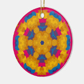 Retro Mandala Sinaasappel blauw en roze Keramisch Ornament (Links)