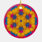 Retro Mandala Sinaasappel blauw en roze Keramisch Ornament (Achterkant)