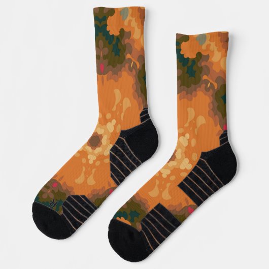 Retro Mandala Sinaasappel en geel Sokken (Links)