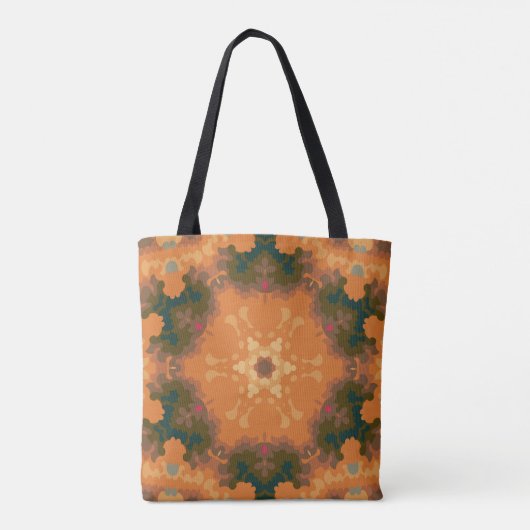 Retro Mandala Sinaasappel en geel Tote Bag (Achterkant)