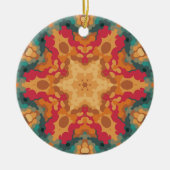 Retro Mandala Sinaasappel geel en blauw Keramisch Ornament (Voorkant)