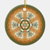 Retro Mandala Sinaasappel groen en wit Keramisch Ornament (Voorkant)