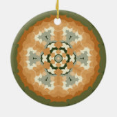 Retro Mandala Sinaasappel groen en wit Keramisch Ornament (Achterkant)