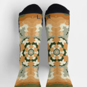 Retro Mandala Sinaasappel groen en wit Sokken (Top)