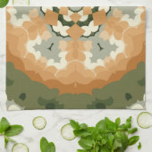 Retro Mandala Sinaasappel groen en wit Theedoek (Gevouwen)