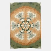 Retro Mandala Sinaasappel groen en wit Theedoek (Verticaal)