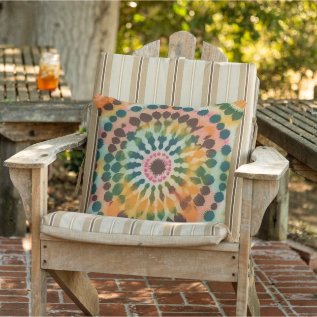 Retro Mandala Tie Dye Buitenkussen (Stoel)