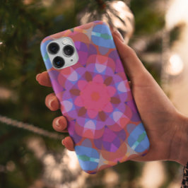 Retro Mandala - ventilatorroze blauw en Paars Case-Mate iPhone Case