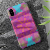 Retro Mandala - ventilatorroze blauw en Paars Case-Mate iPhone Case