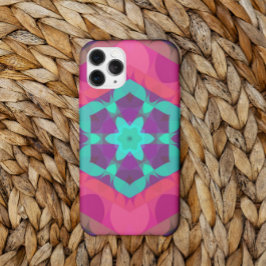 Retro Mandala - ventilatorroze blauw en Paars Case-Mate iPhone Case