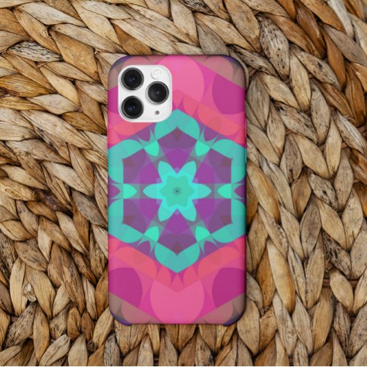 Retro Mandala - ventilatorroze blauw en Paars Case-Mate iPhone Case