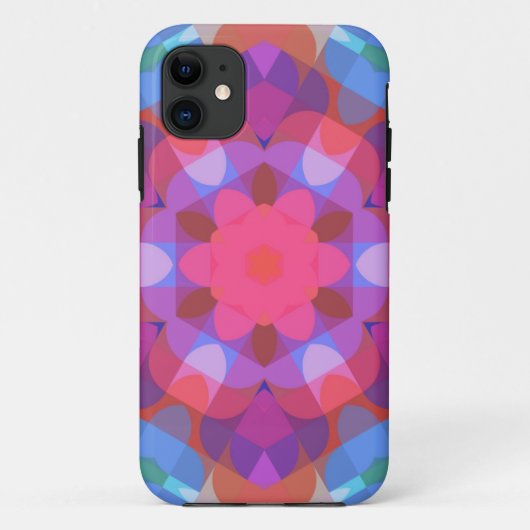 Retro Mandala - ventilatorroze blauw en Paars Case-Mate iPhone Case (Achterkant)