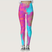 Retro Mandala - ventilatorroze blauw en Paars Leggings (Voorkant)