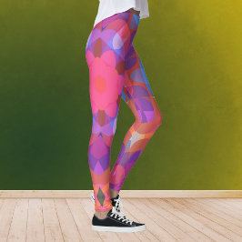 Retro Mandala - ventilatorroze blauw en Paars Leggings