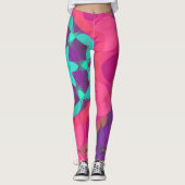 Retro Mandala - ventilatorroze blauw en Paars Leggings (Voorkant)
