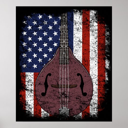 Retro Mandolin Gift  Country Music American Poster (Voorkant)