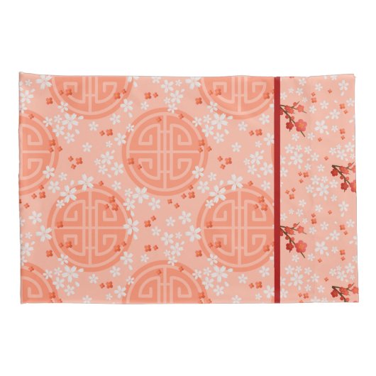 Retro Maneki Neko Japans Waving Lucky Cat Koi Kussensloop (Achterkant-Rechts)