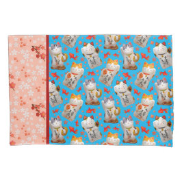 Retro Maneki Neko Japans Waving Lucky Cat Koi Kussensloop