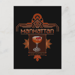 Retro Manhattan Cocktail Illustratie Briefkaart