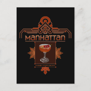 Retro Manhattan Cocktail Illustratie Briefkaart