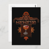 Retro Manhattan Cocktail Illustratie Briefkaart (Voorkant / Achterkant)