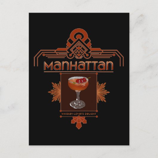 Retro Manhattan Cocktail Illustratie Briefkaart (Voorkant)
