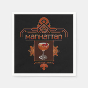 Retro Manhattan Cocktail Illustratie Servet